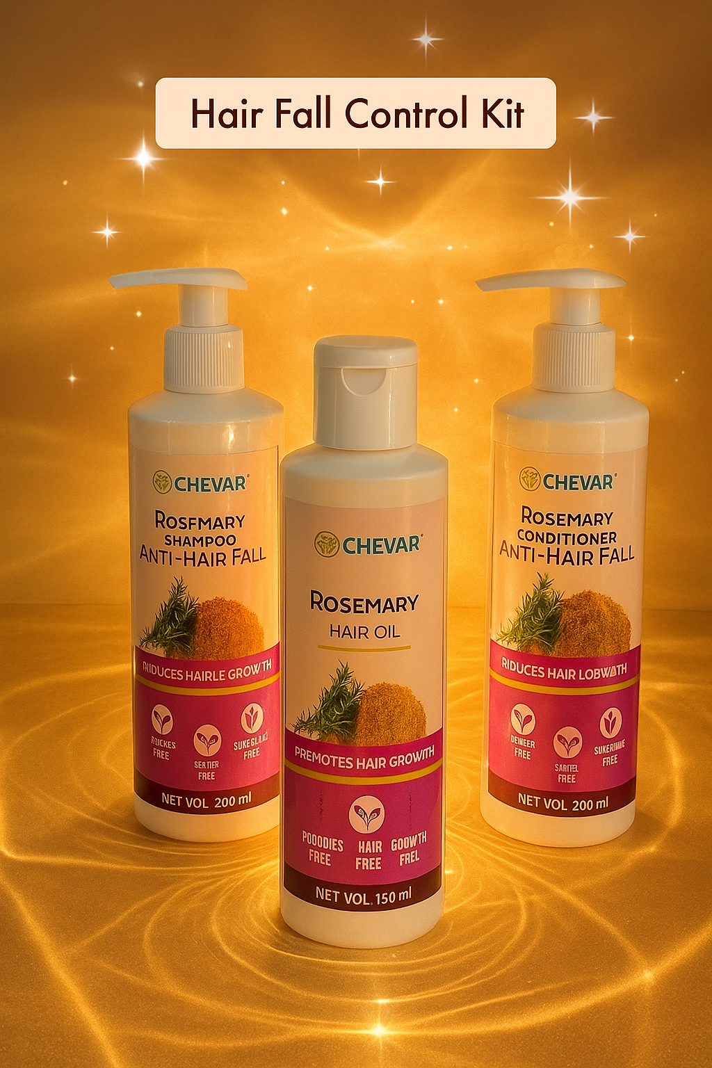 Rosemary Hair Growth Kit (Hair oil + Shampoo + Conditioner)