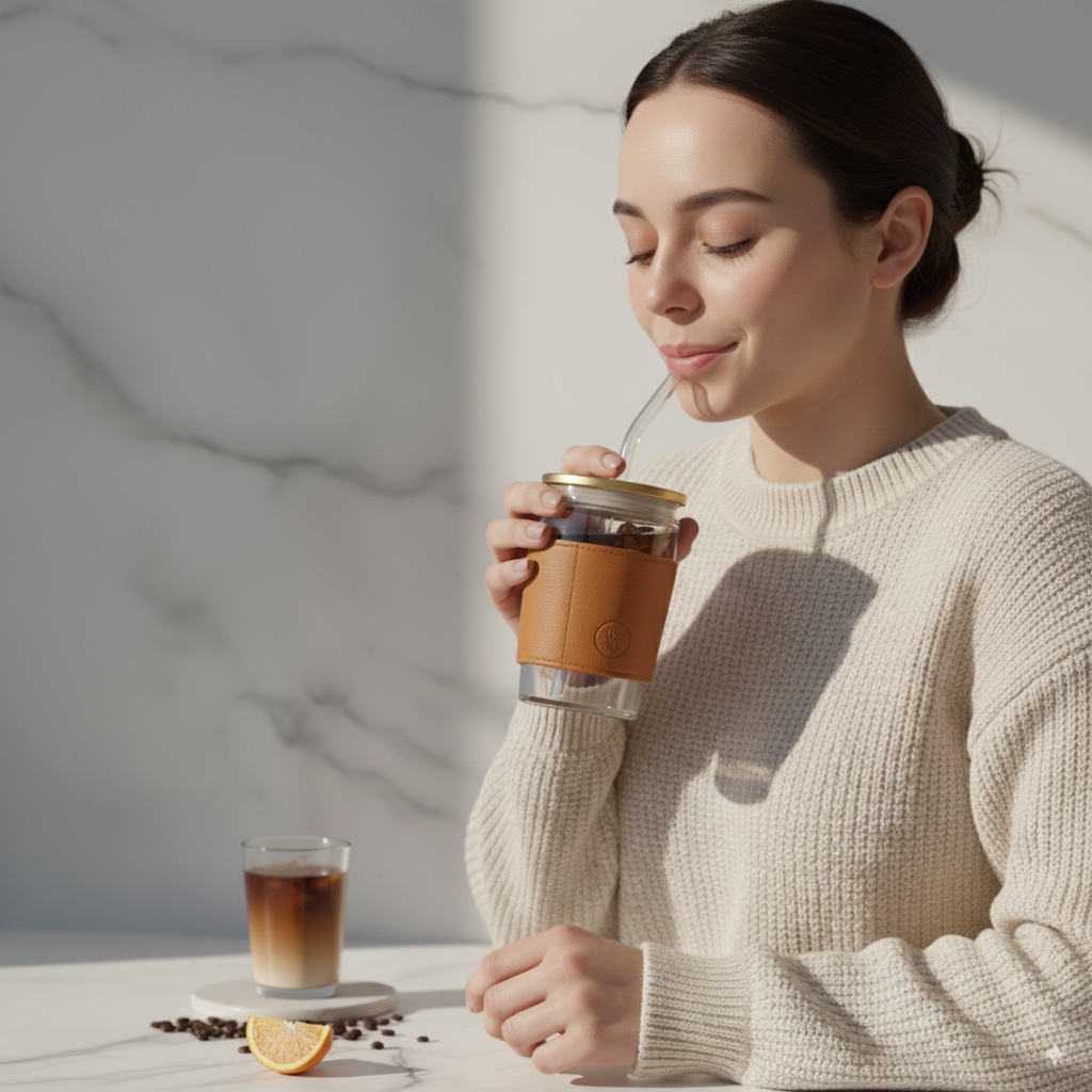 Glass Sipper with Lid & Straw