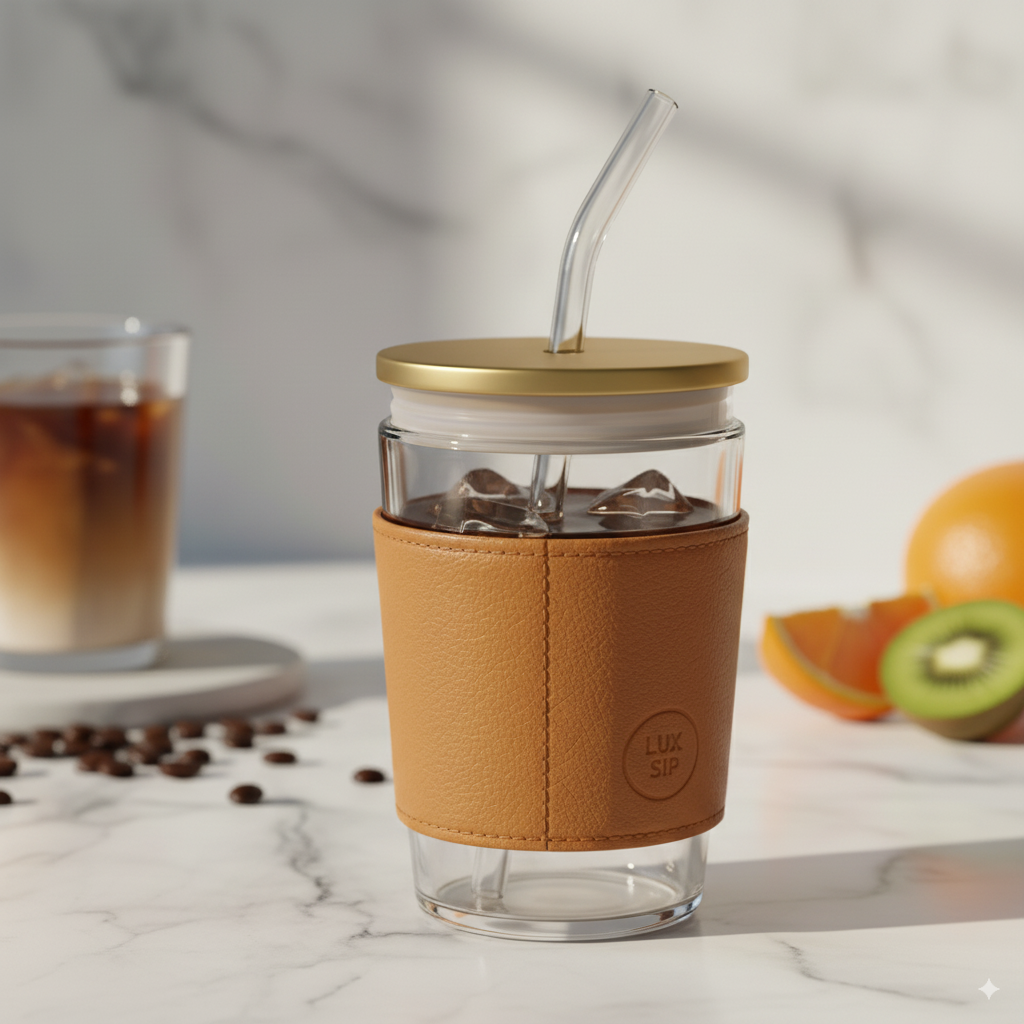 Glass Sipper with Lid & Straw