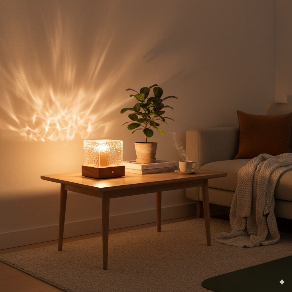 Rotating Water Ripple Night Light Aura Lamp