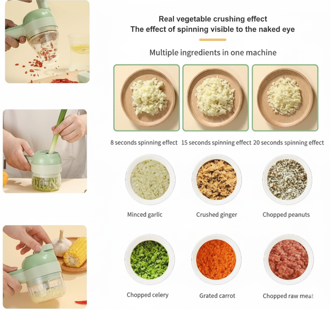 4 in 1 Portable Electric Vegetable Cutter Set