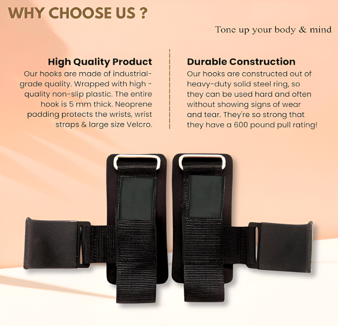 Weight Lifting Rod Hooks Wrist Support (Pair of 1)